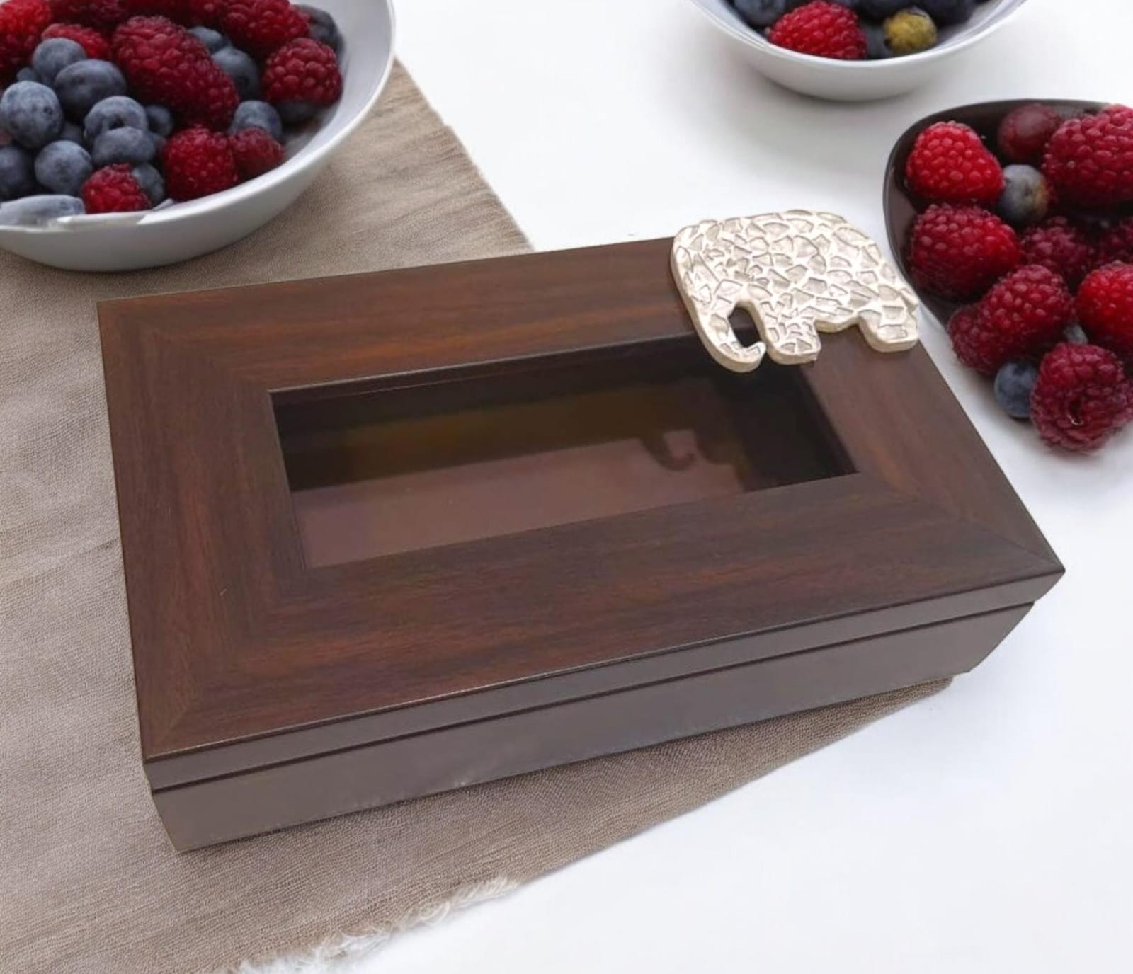 MOSAIC ELEPHANT RECTANGLE TISSUE BOX